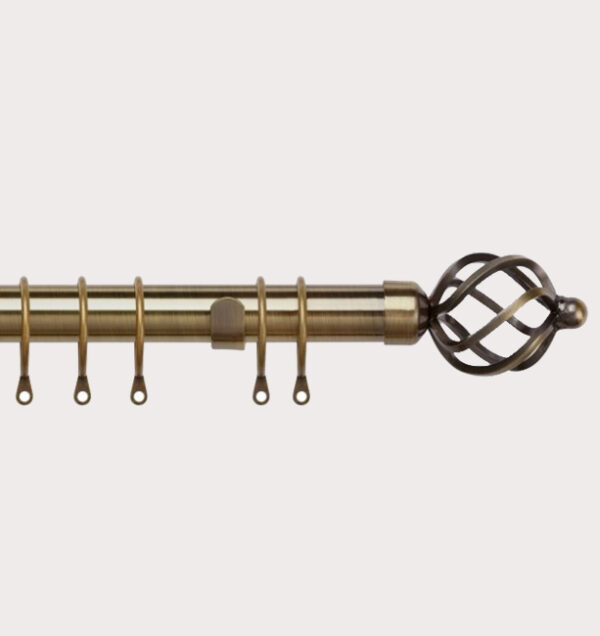 25-28mm Pristine Antique Brass Cage Extendable Metal Pole Set