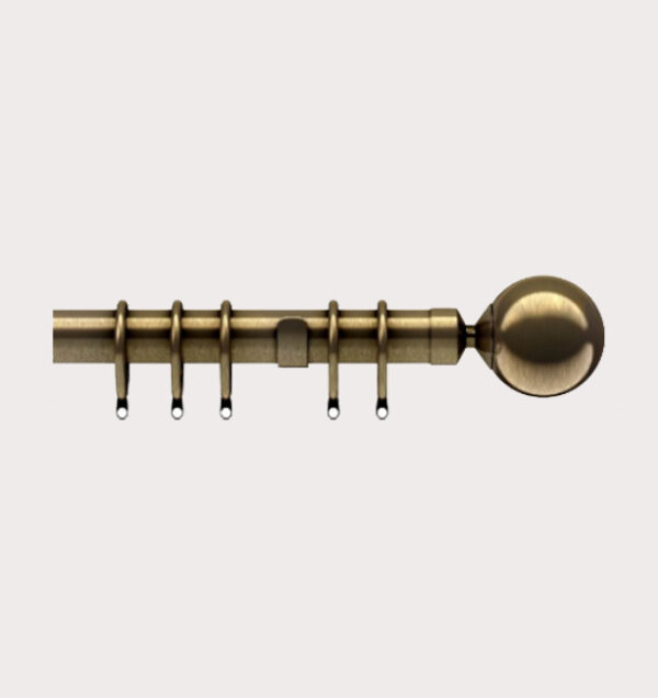 28mm Nikola Antique Brass Metal Fixed Pole Set